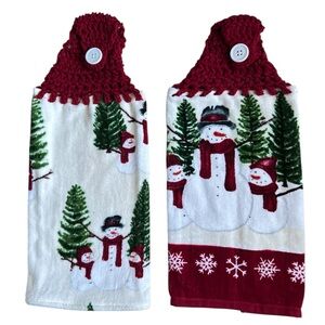 Hand Crafted Christmas Snowman Holiday Hanging Hand Towels